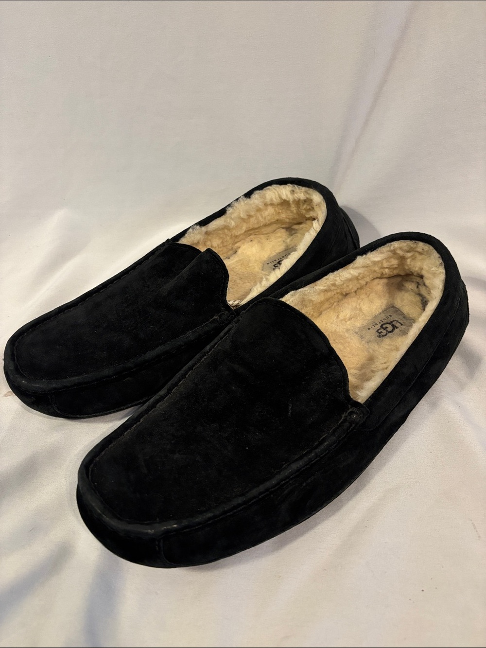 UGG Black Suede Loafers Slippers Size 12